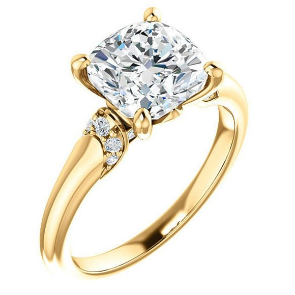 2.5Carat -8.0mm Cushion Moissanite Accented Engagement Ring - Picture 9 of 15